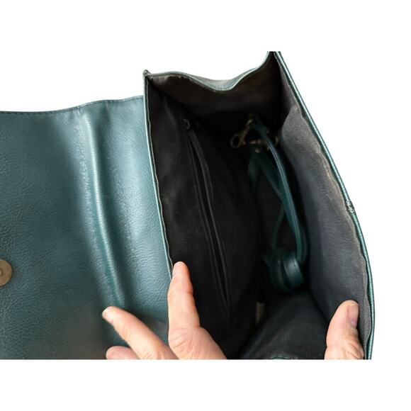 Vintage 90s Esprit Women's Green Leather Adjustable Straps Crossbody Bag - Picture 4 of 6